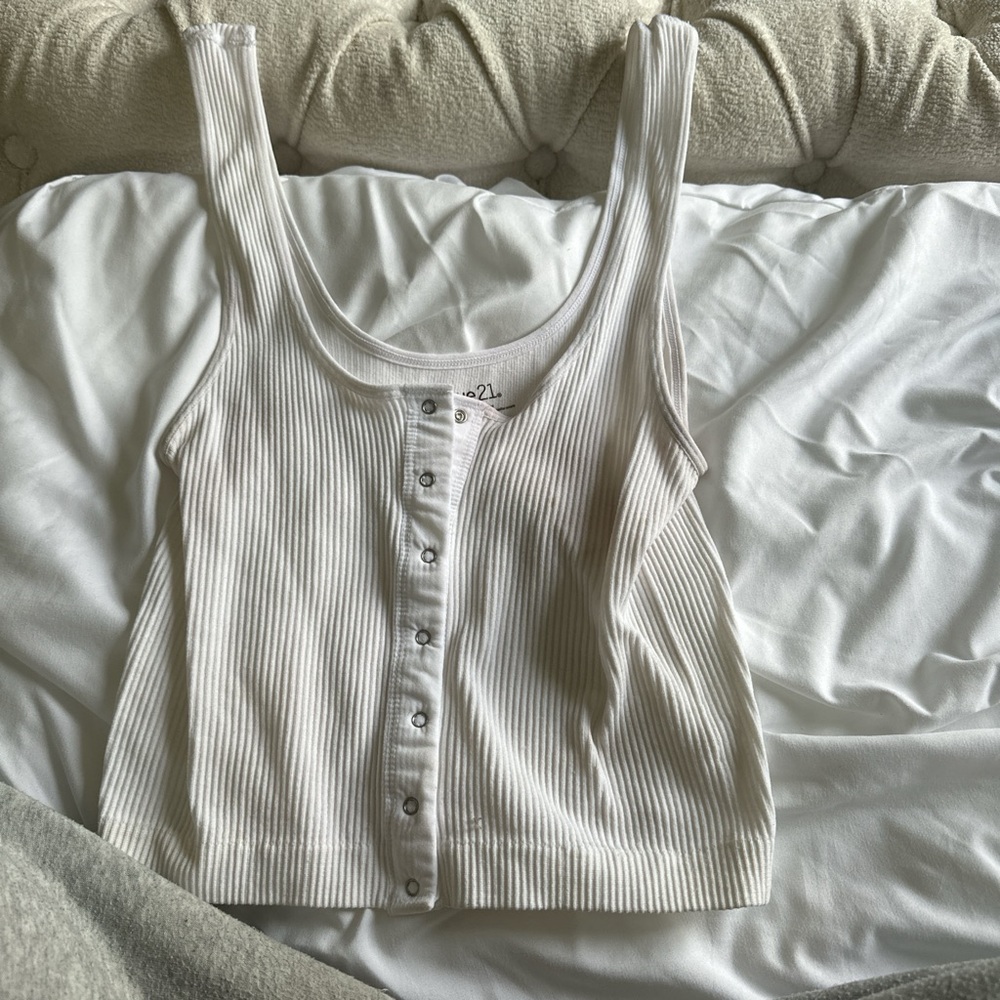 Rue21 Ribbed Button-Front Tank Top - Cream